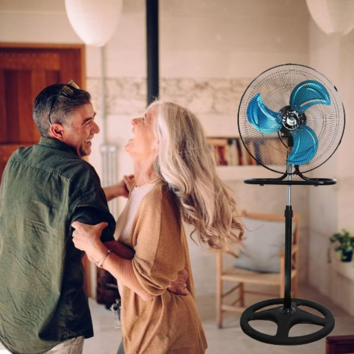 VENTILADOR PEDESTAL AIRE FRESCO VERSATIL POTENTE HOGAR LAU - 6