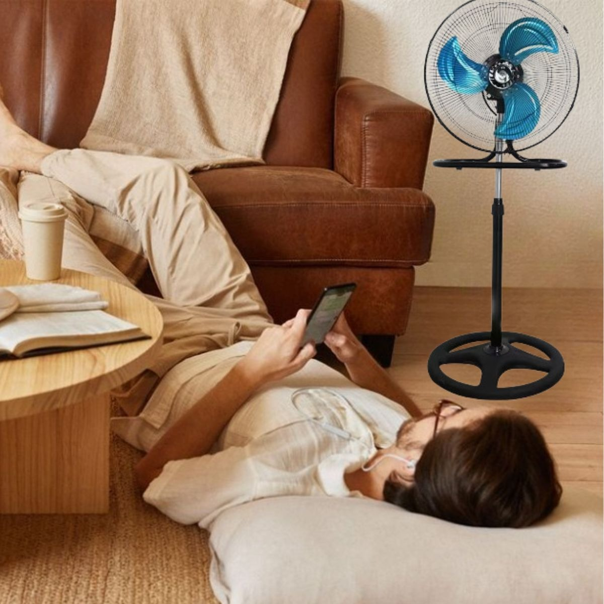 VENTILADOR PEDESTAL AIRE FRESCO VERSATIL POTENTE HOGAR LAU - 9