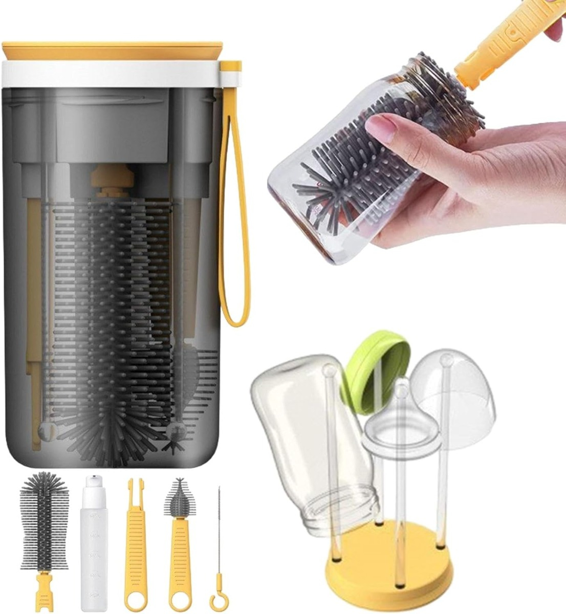 KIT CEPILLOS LIMPIEZA MAMADERA PORTÁTILES 6 PIEZAS BEBÉS LAU - 1