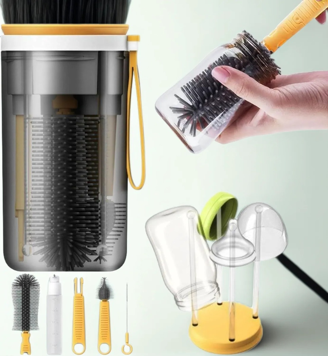 KIT CEPILLOS LIMPIEZA MAMADERA PORTÁTILES 6 PIEZAS BEBÉS LAU - 6
