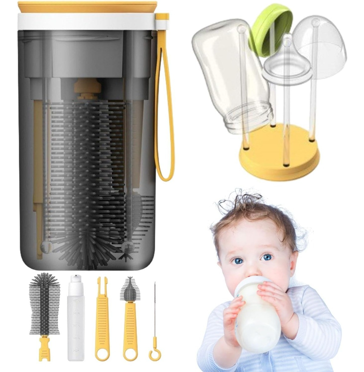 KIT CEPILLOS LIMPIEZA MAMADERA PORTÁTILES 6 PIEZAS BEBÉS LAU - 8