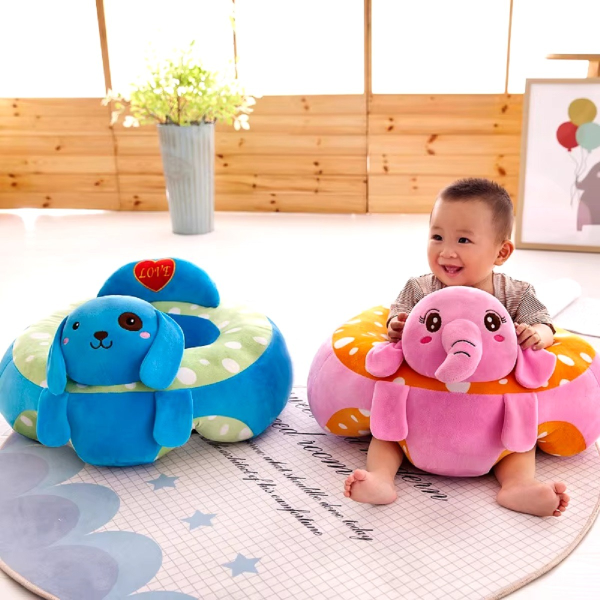 SILLA FELPA APRENDIZAJE BEBÉ DISEÑO ANIMALES DIVERTIDOS LAU - 7