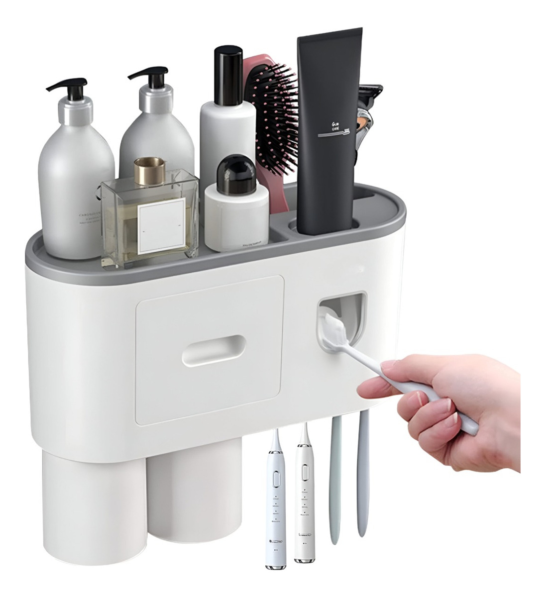 SOPORTE CEPILLOS DIENTES DISPENSADOR PASTA ORGANIZADOR JHN - 3