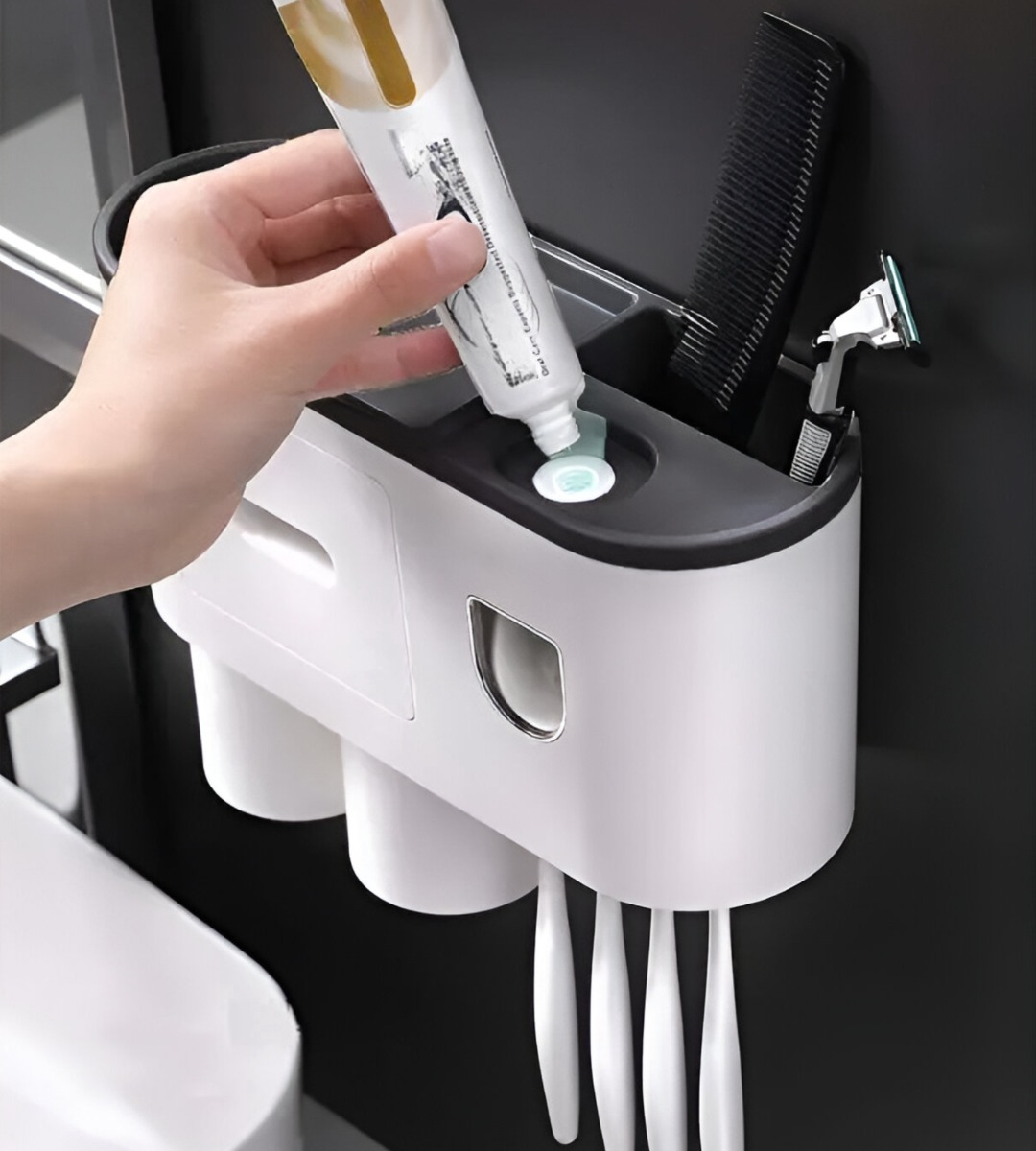 SOPORTE CEPILLOS DIENTES DISPENSADOR PASTA ORGANIZADOR JHN - 5