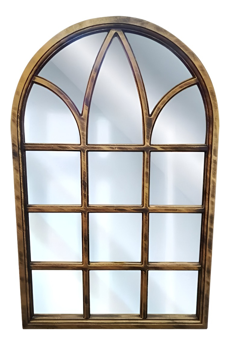 ESPEJO DECORATIVO DORADO ENVEJECIDO VENTANA CATEDRAL JHN - 1