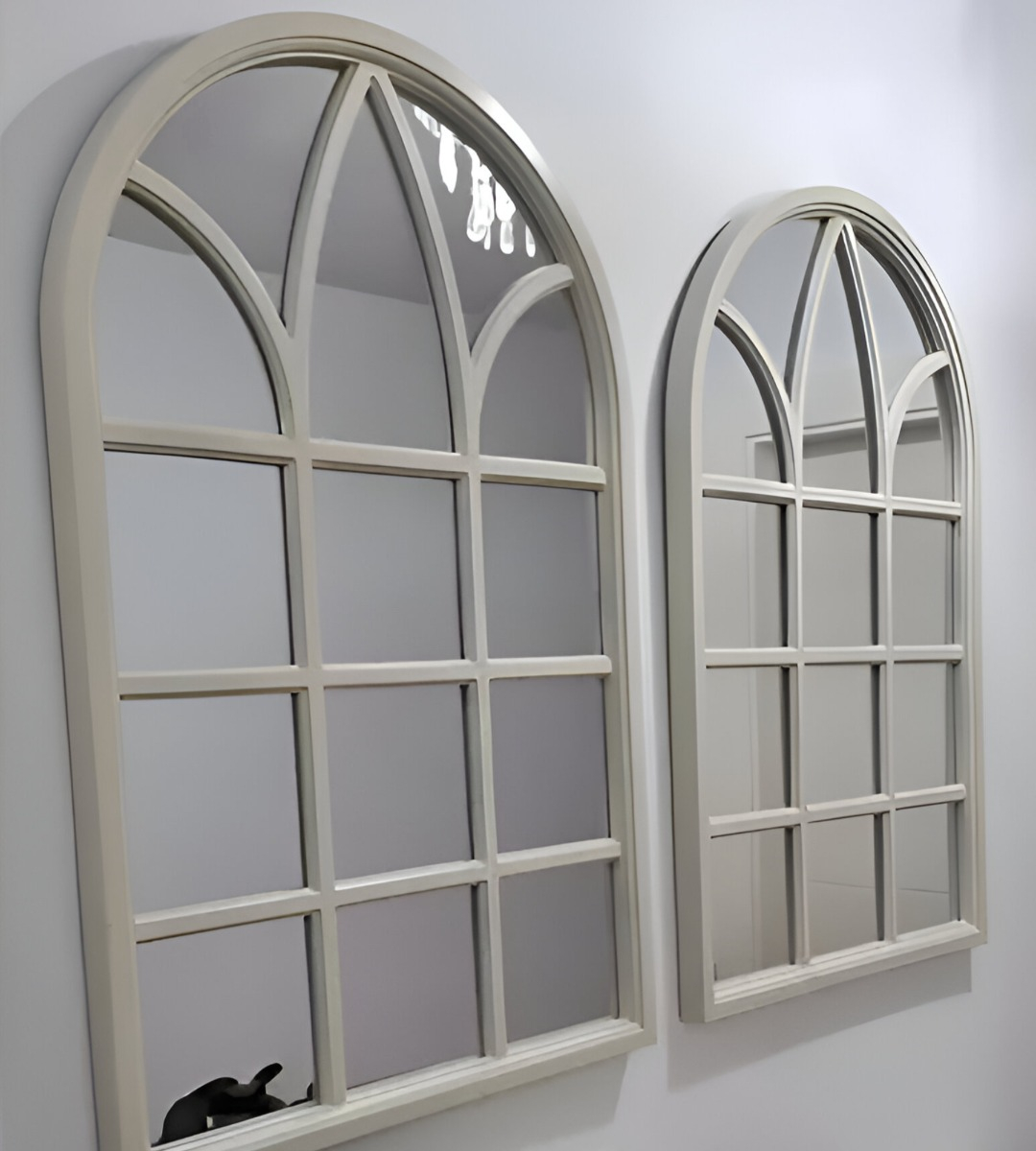 ESPEJO DECORATIVO BLANCO DISEÑO VENTANA CATEDRAL JHN - 6
