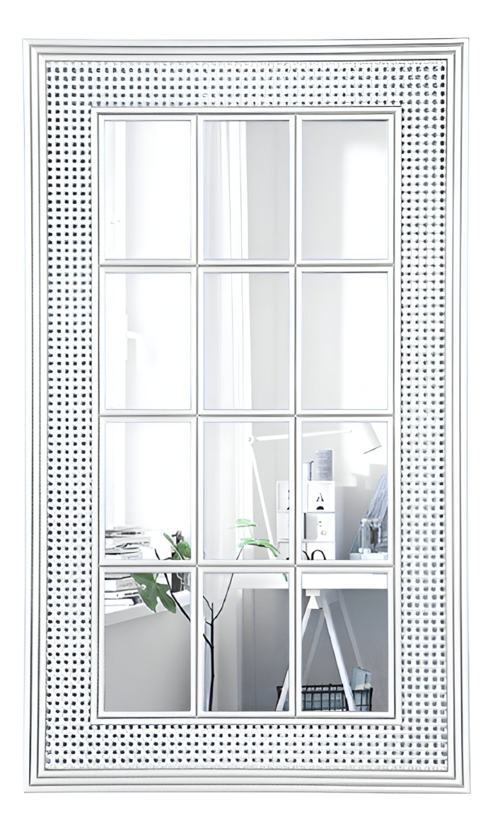 ESPEJO DECORATIVO MARCO BLANCO RECTANGULAR VENTANA JHN - 1