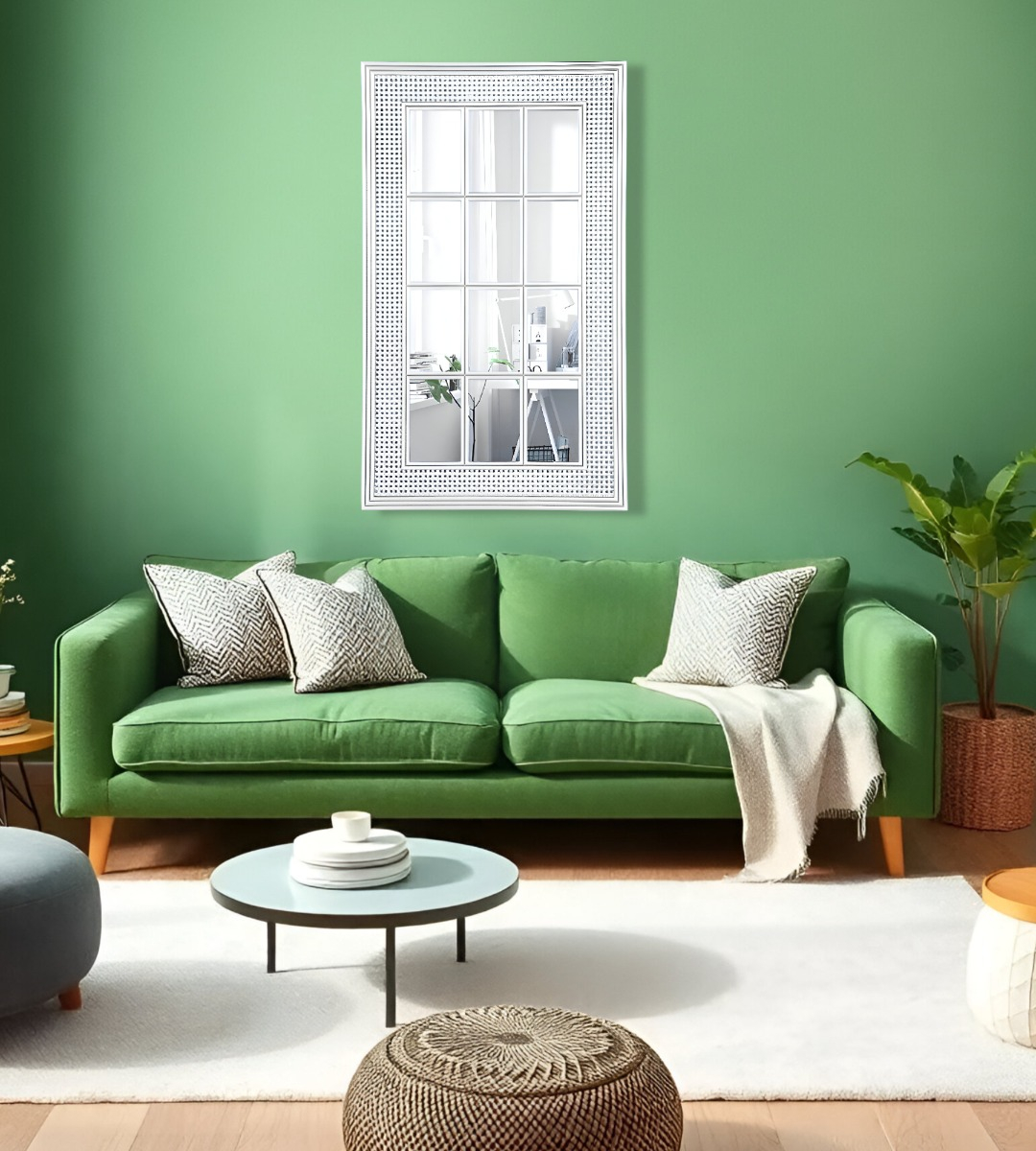ESPEJO DECORATIVO MARCO BLANCO RECTANGULAR VENTANA JHN - 4