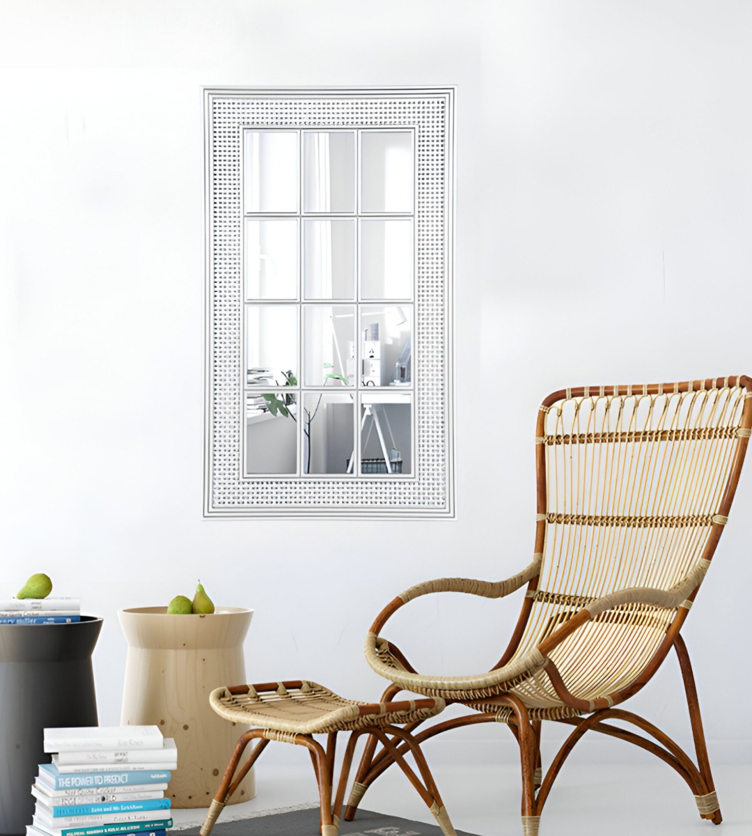 ESPEJO DECORATIVO MARCO BLANCO RECTANGULAR VENTANA JHN - 6
