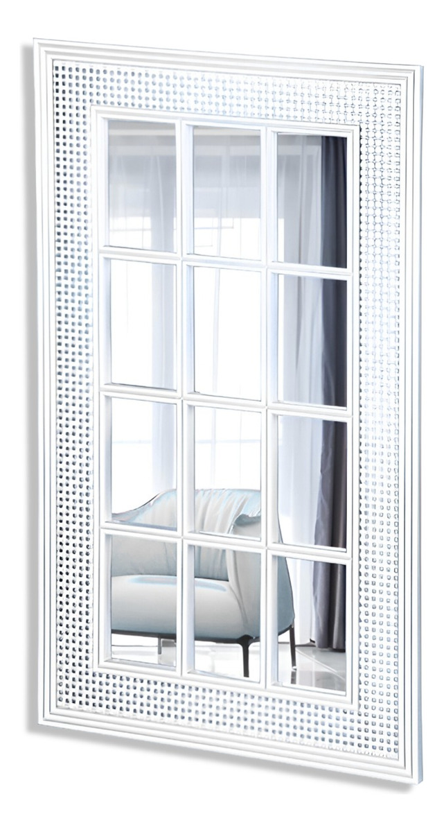 ESPEJO DECORATIVO MARCO BLANCO RECTANGULAR VENTANA JHN - 9