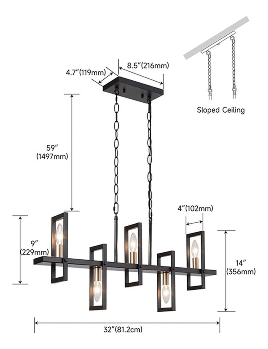 LAMPARA COLGANTE CANDELABRO MODERNO 6 LUCES SALA COCINA LAU - 2