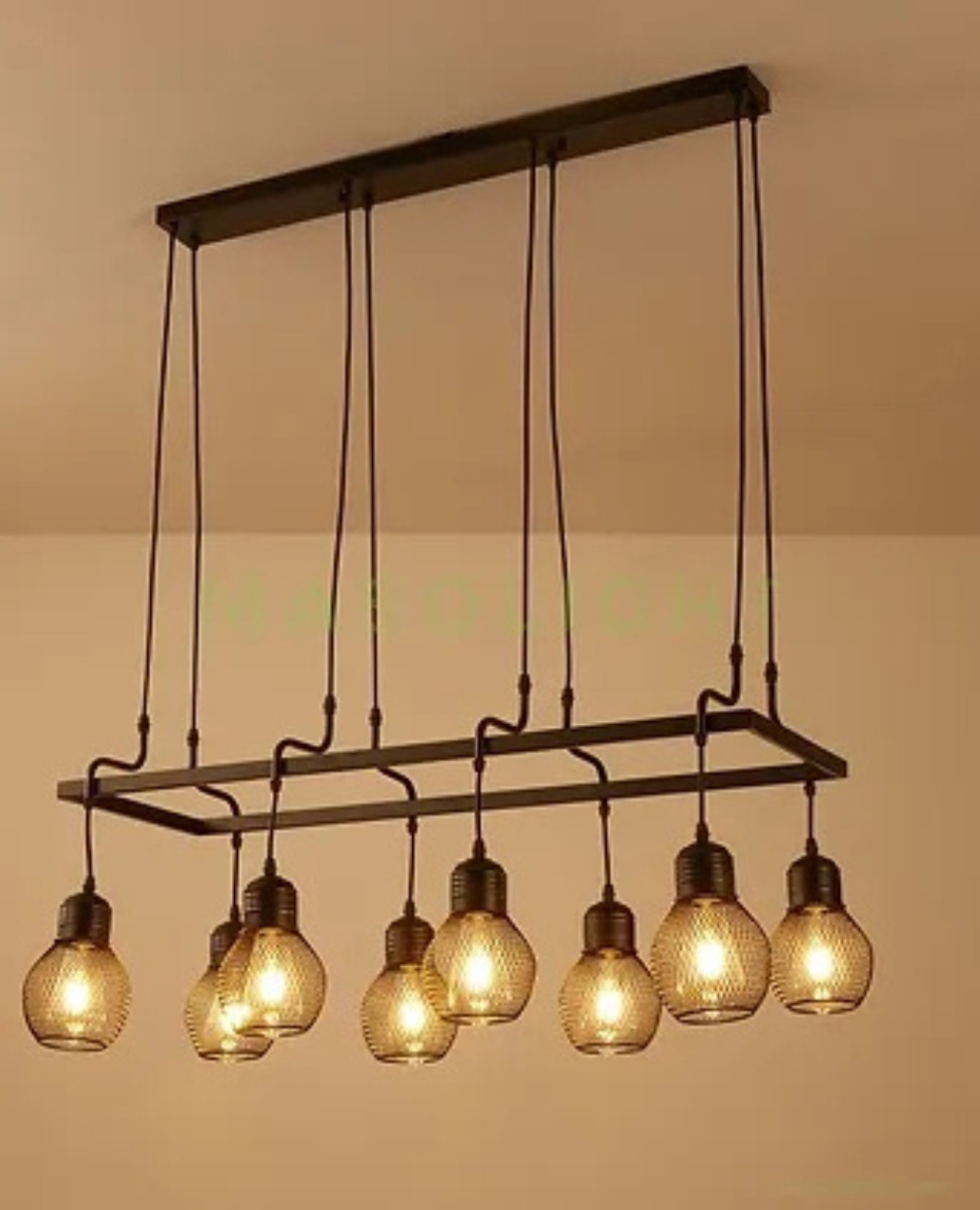 LAMPARA COLGANTE METAL 8 BOMBILLOS VINTAGE HOGAR LAU - 8