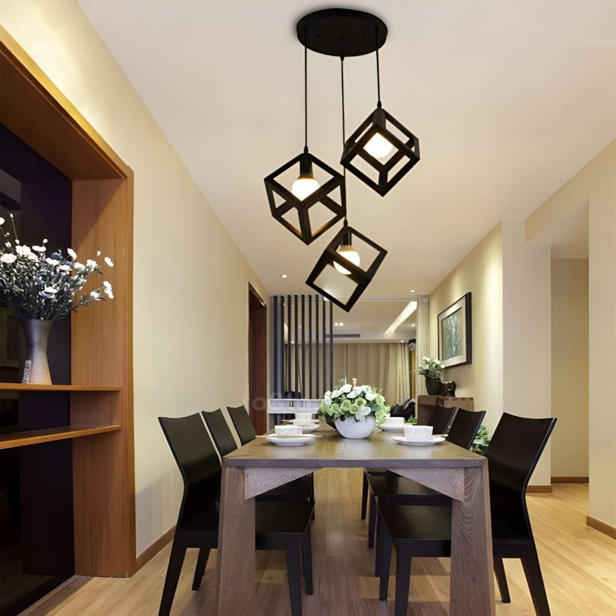 LAMPARA COLGANTE GEOMETRICO CUBO MODERNA HOGAR LAU - 8