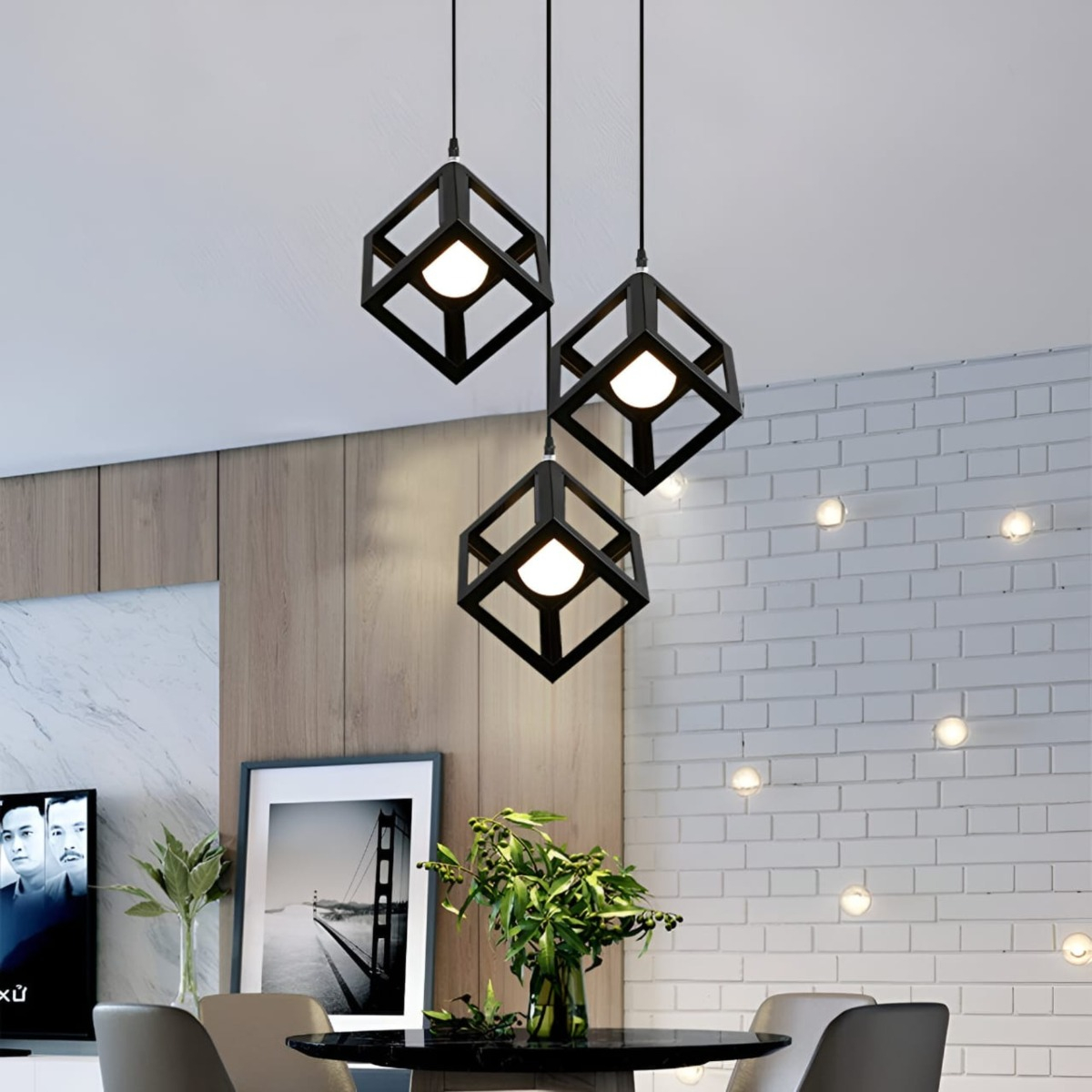 LAMPARA COLGANTE GEOMETRICO CUBO MODERNA HOGAR LAU - 9