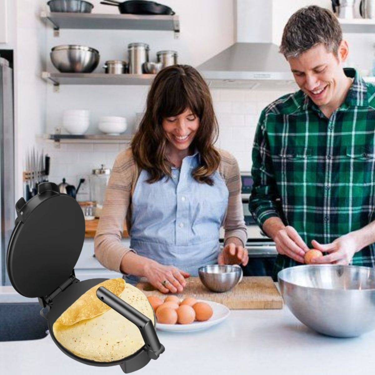 MÁQUINA ELÉCTRICA CREPAS PANQUEQUES AJUSTABLE 1400W JHN - 10