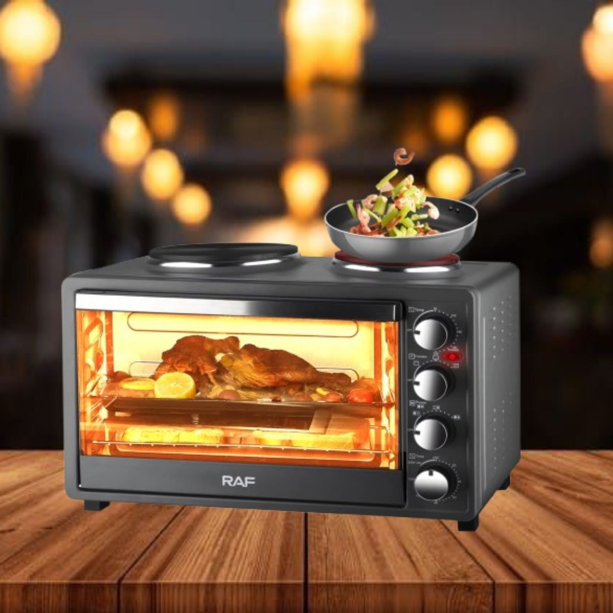 HORNO ELÉCTRICO 2EN1 DOBLE HORNALLA CONVECCIÓN GRILL JHN - 10
