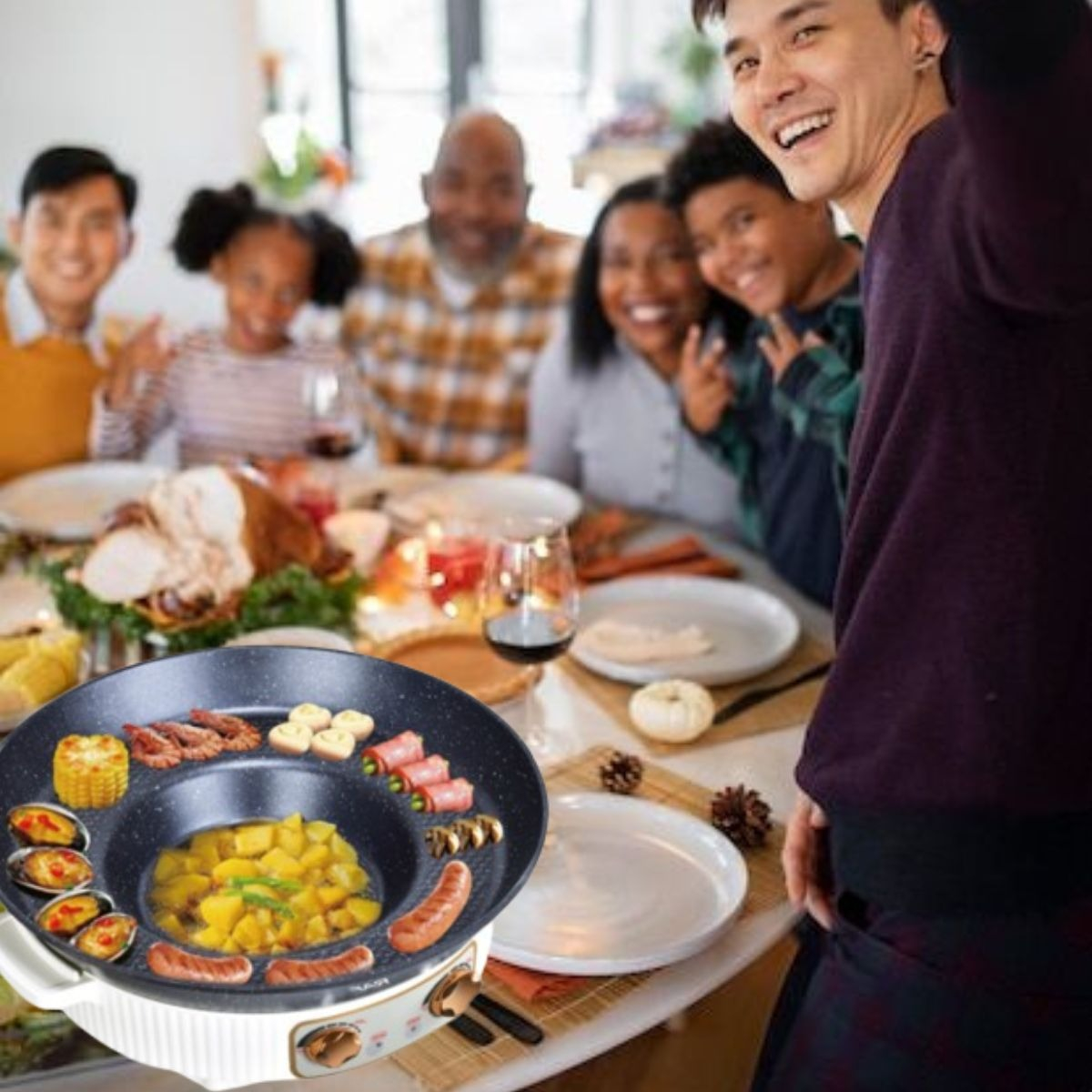 OLLA SARTÉN ELÉCTRICA MULTIFUNCIONAL 2L COCINA VERSÁTIL JHN - 6