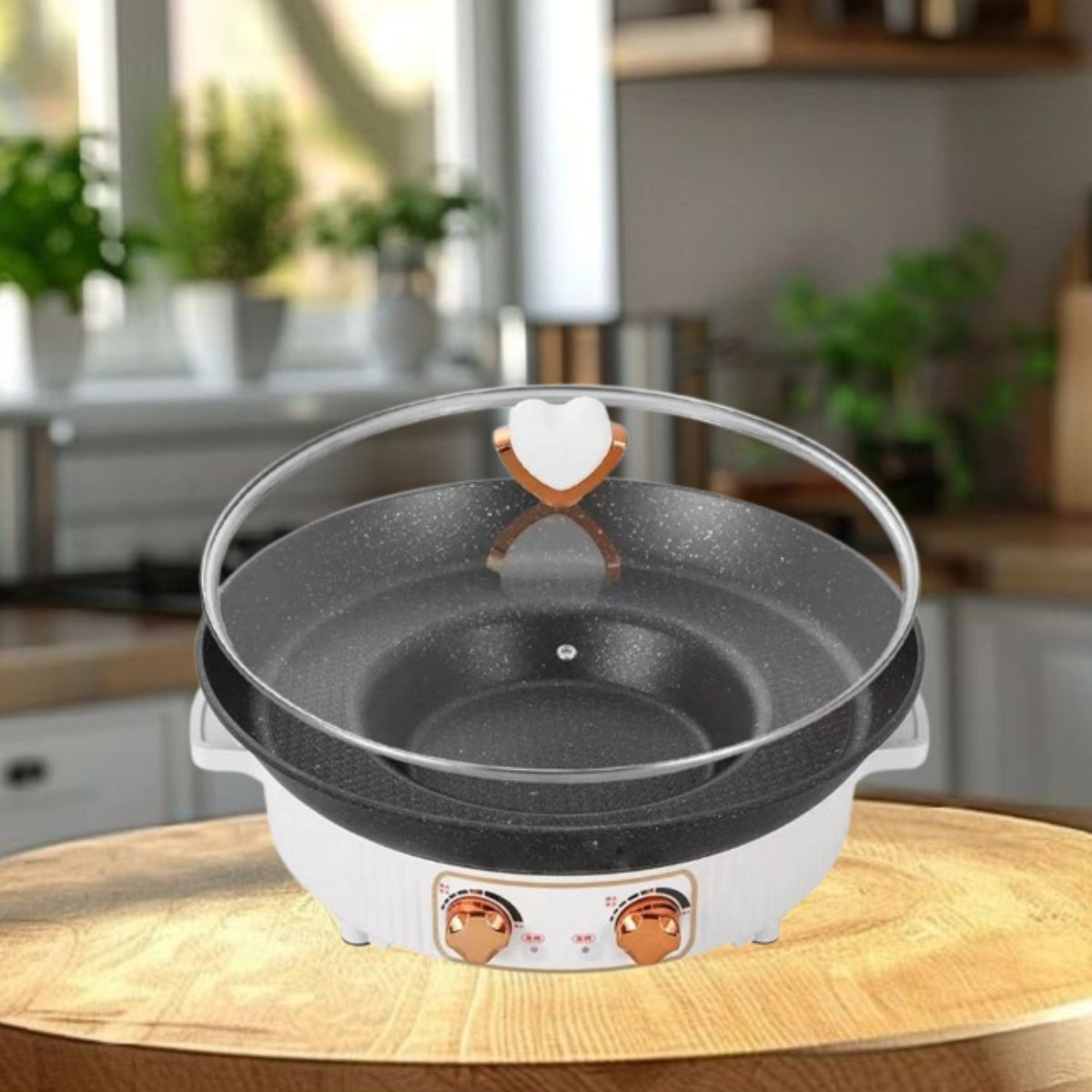 OLLA SARTÉN ELÉCTRICA MULTIFUNCIONAL 2L COCINA VERSÁTIL JHN - 9