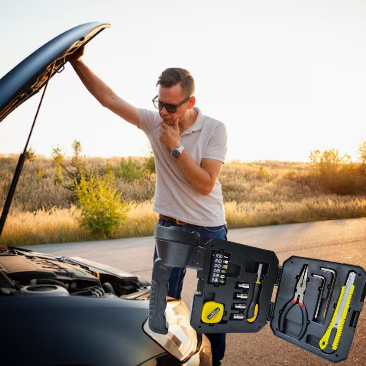 LINTERMA PORTATIL LUZ LED SOLAR KIT HERRAMIENTAS CAMPING LAU - 4