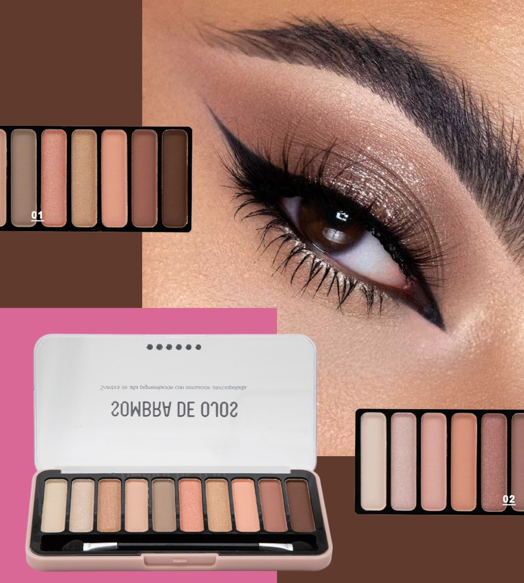 SET 2 SOMBRA OJOS PALETA MULTIFUNCIONAL POLVO 10 COLORES JHN - 2