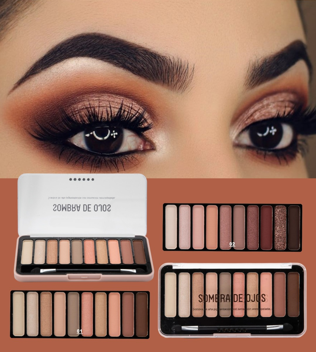 SET 2 SOMBRA OJOS PALETA MULTIFUNCIONAL POLVO 10 COLORES JHN - 8