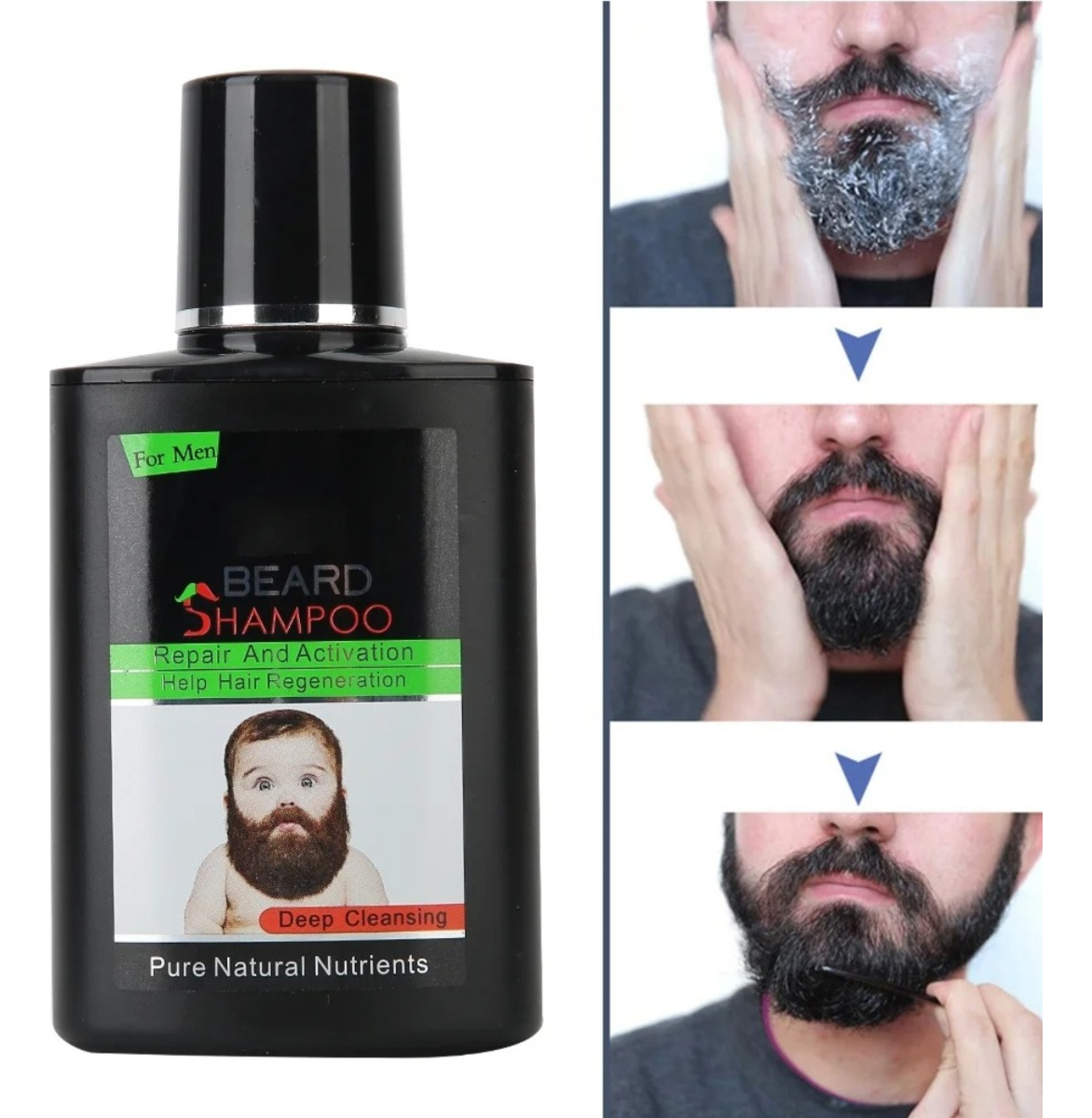 SET 2 SHAMPOO CUIDADO BARBA LIMPIA SUAVE REPARA REGENERA JHN - 6