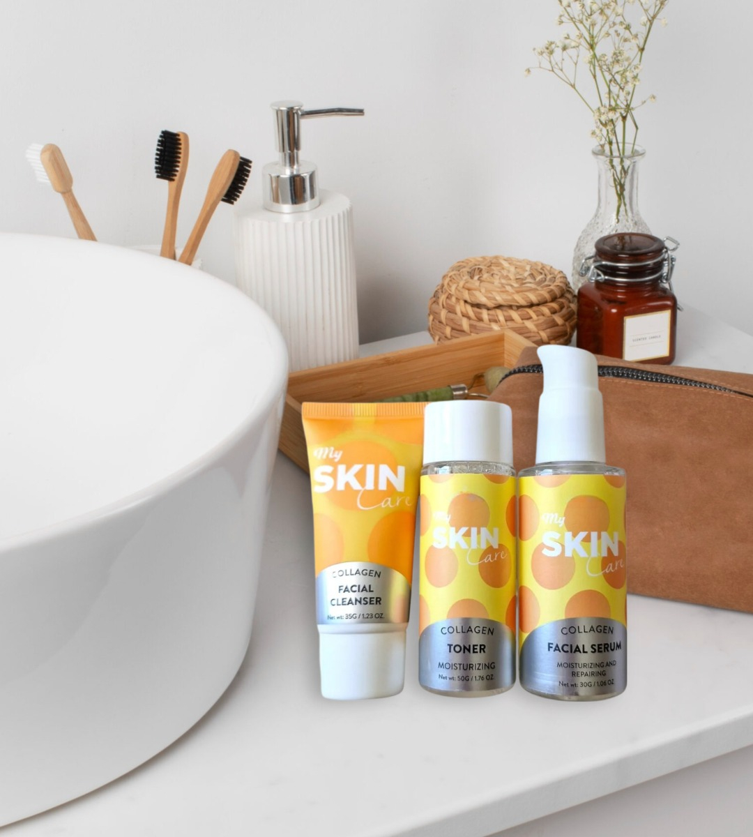 KIT SKINCARE COLÁGENO LIMPIADOR TÓNICO SERUM FACIAL JHN - 2