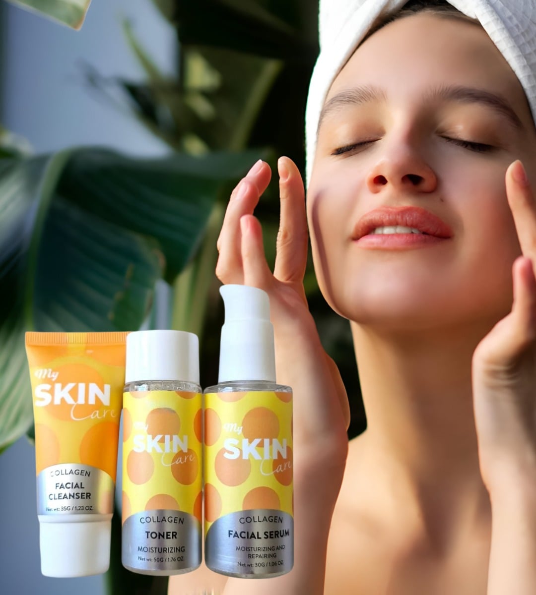 KIT SKINCARE COLÁGENO LIMPIADOR TÓNICO SERUM FACIAL JHN - 5