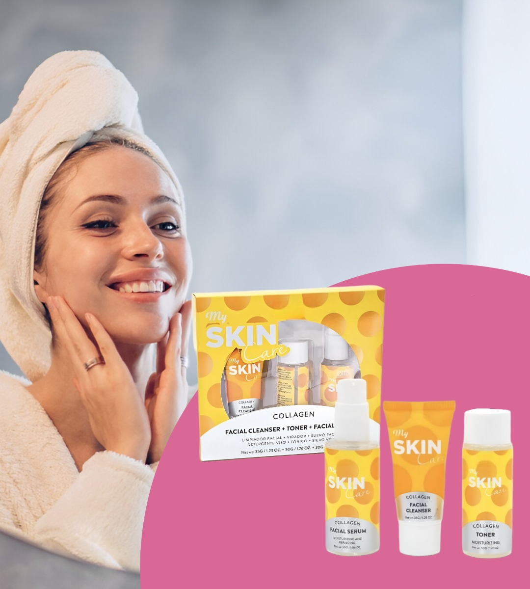 KIT SKINCARE COLÁGENO LIMPIADOR TÓNICO SERUM FACIAL JHN - 6