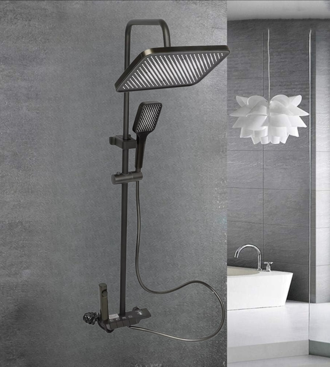 REGADERA DUCHA CUADRADA COLUMNA ALTA PRESIÓN SPRAY 4EN1 JHN - 10