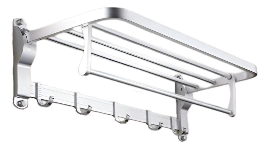 TOALLERO BAÑO BARRA MÚLTIPLE SOPORTE PLEGABLE DOBLE JHN - 1