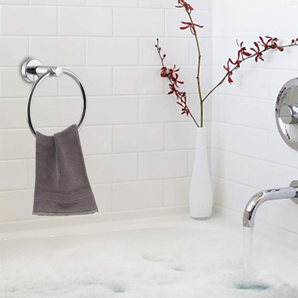 TOALLERO FORMA ANILLO BAÑO SOPORTE PARED MANO LAU - 7