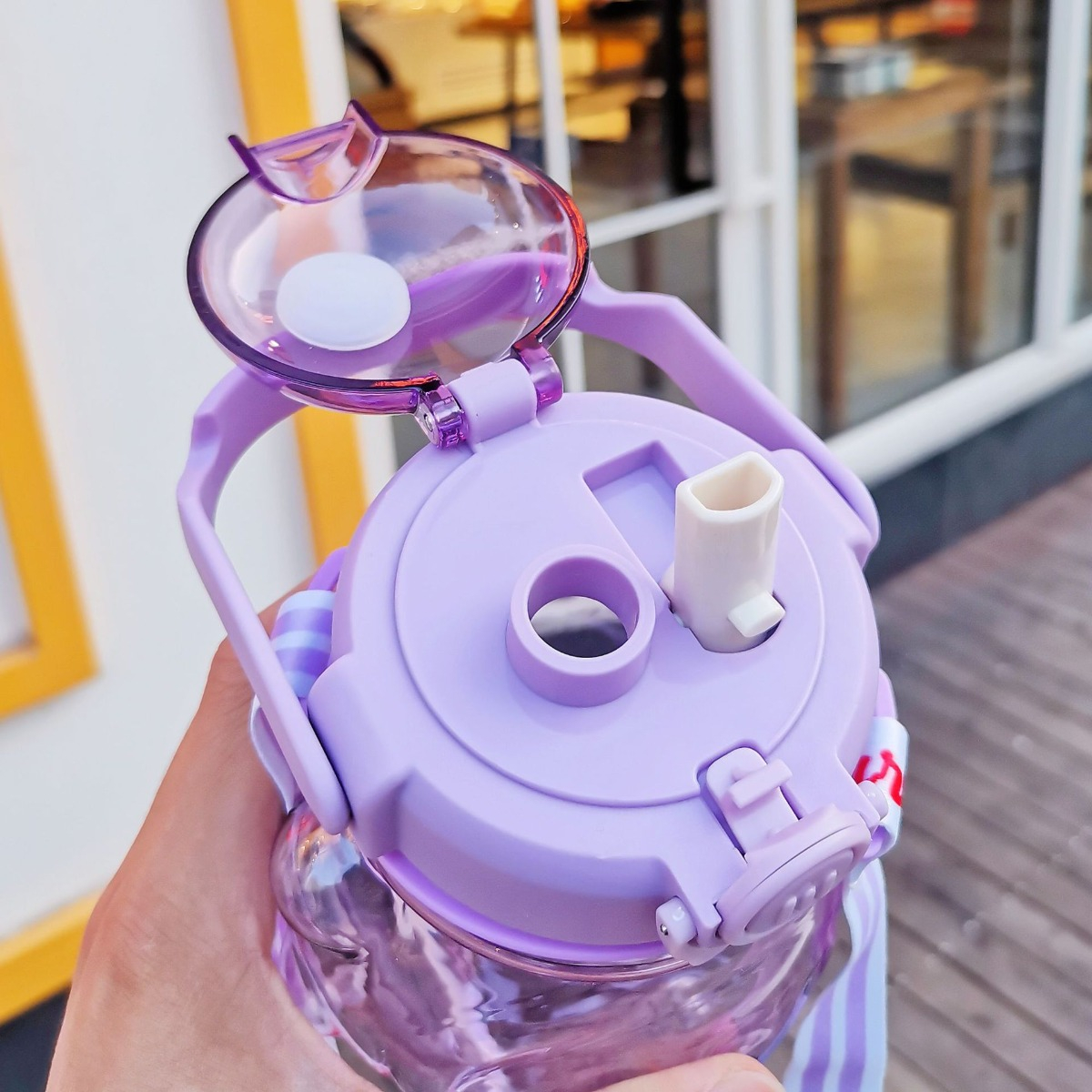 BOTELLA DE AGUA OSO PAJILLA PLASTICA PORTATIL NIÑOS LAU - 6