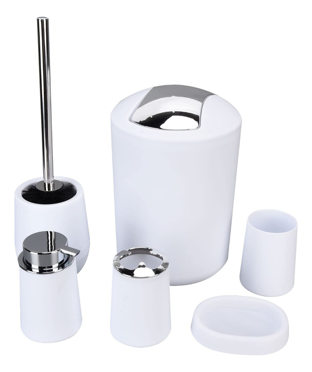SET JUEGO ACCESORIOS BAÑO 6 PZAS ELEGANTE MODERNO HOGAR LAU - 1