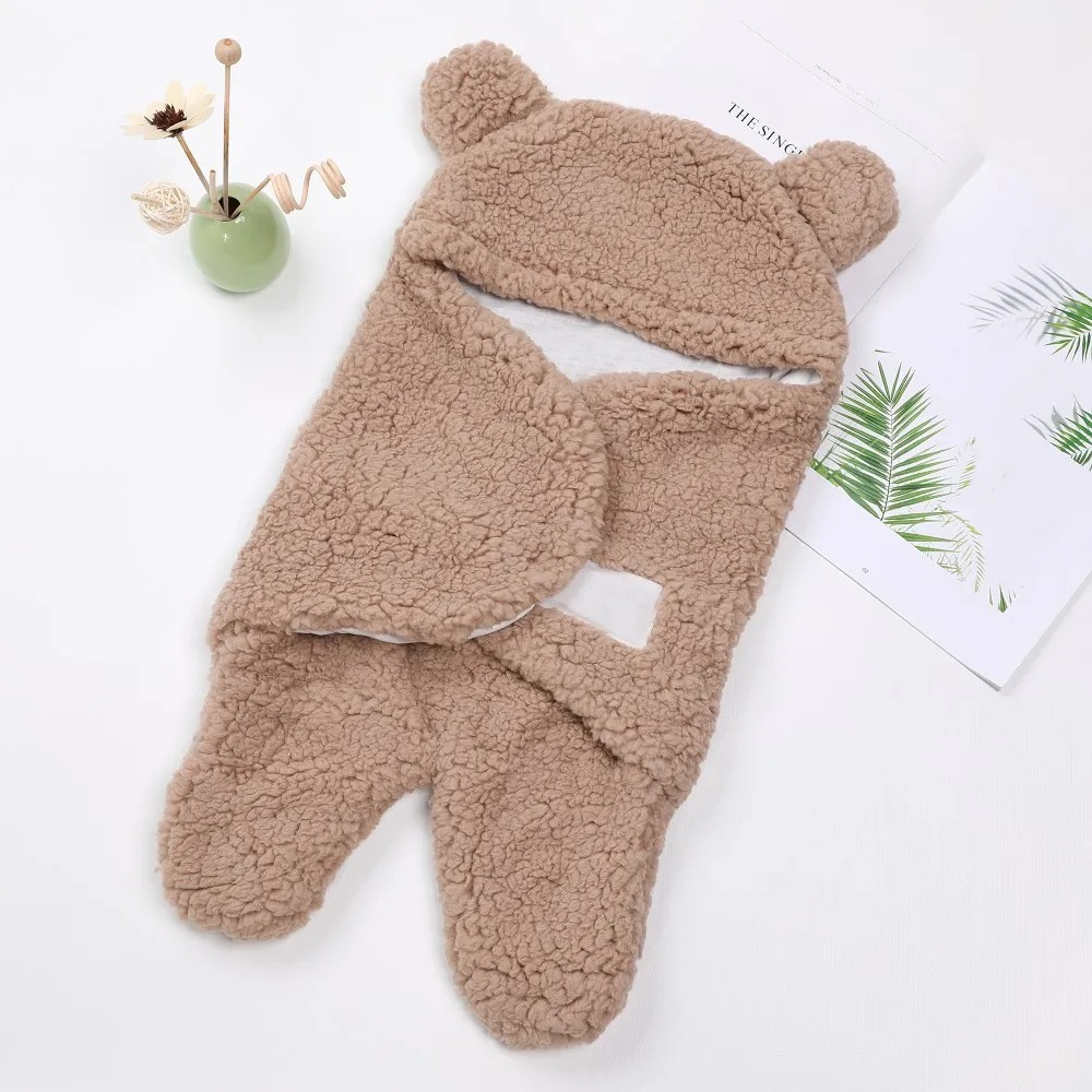 SACO DORMIR FORMA OSITO CAPUCHA POLAR CALIDO BEBE LAU - 6