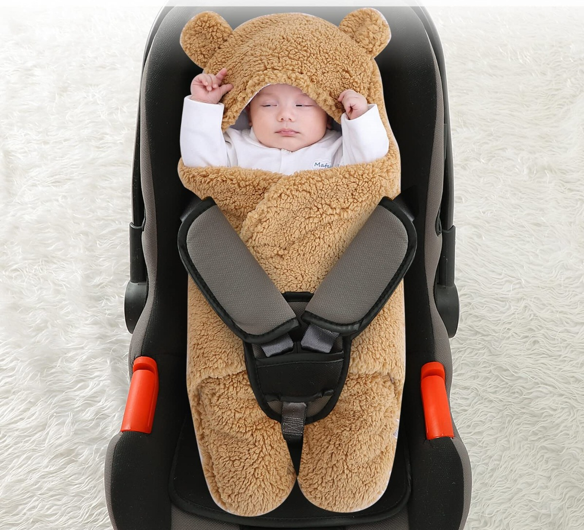 SACO DORMIR FORMA OSITO CAPUCHA POLAR CALIDO BEBE LAU - 9