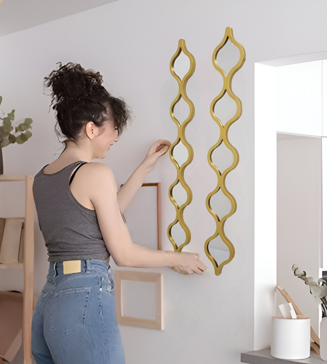 ESPEJO PARED DECORATIVO LLUVIA LÁGRIMAS ONDAS ARABESCAS JHN - 4
