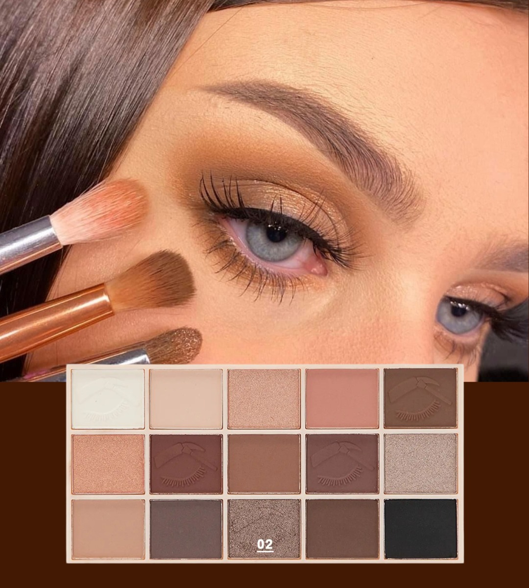 SET 2 SOMBRA OJOS PALETA 15 TONOS VIBRANTE DURADERA JHN - 5