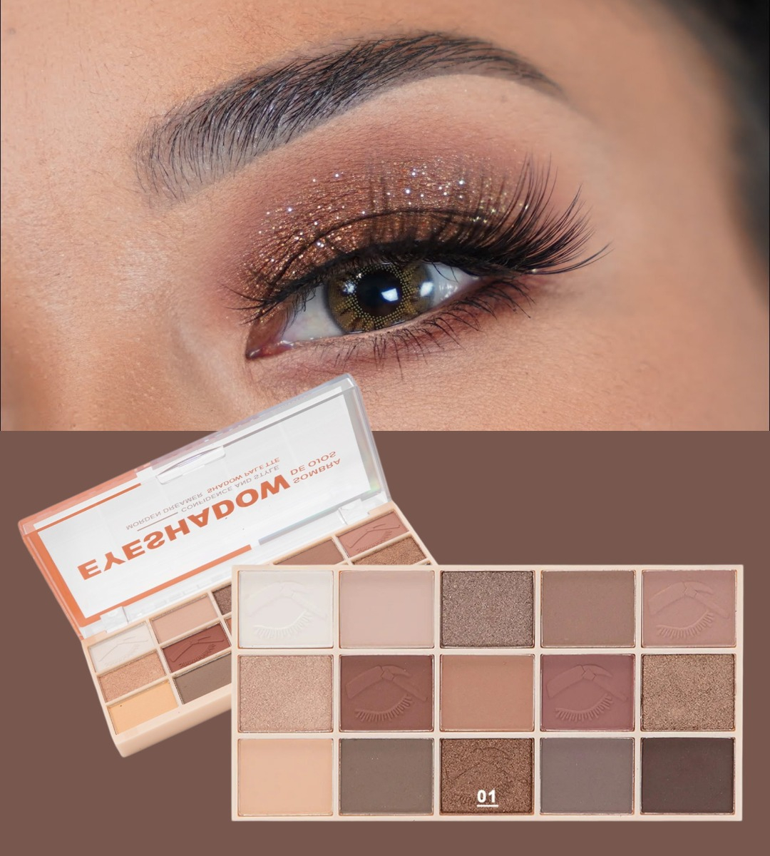 SET 2 SOMBRA OJOS PALETA 15 TONOS VIBRANTE DURADERA JHN - 8
