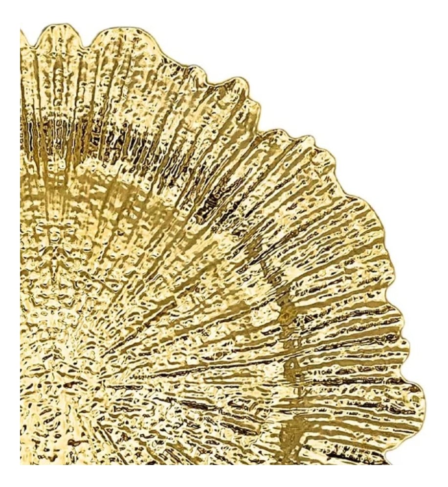 SET 3 PLATO REDONDO DORADO ARRECIFE MESA DECORATIVO JHN - 3