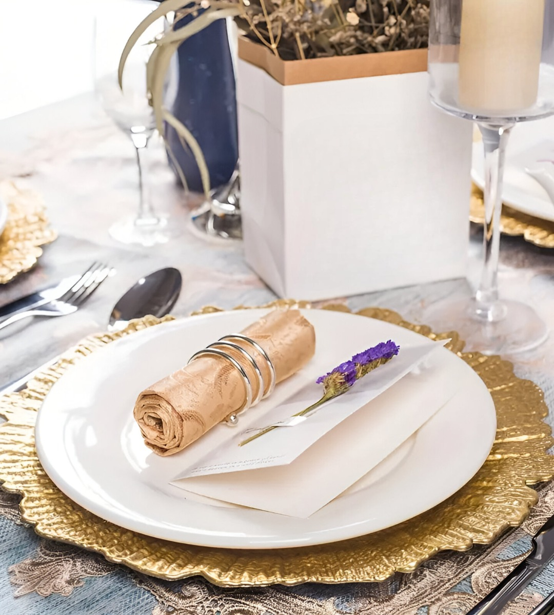 SET 3 PLATO REDONDO DORADO ARRECIFE MESA DECORATIVO JHN - 7