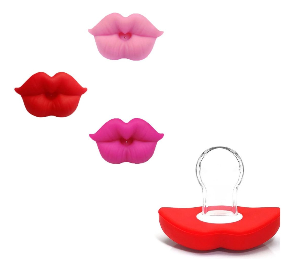 SET 6 CHUPETES FORMA LABIOS 0-18M DIVERTIDOS BEBE LAU - 5