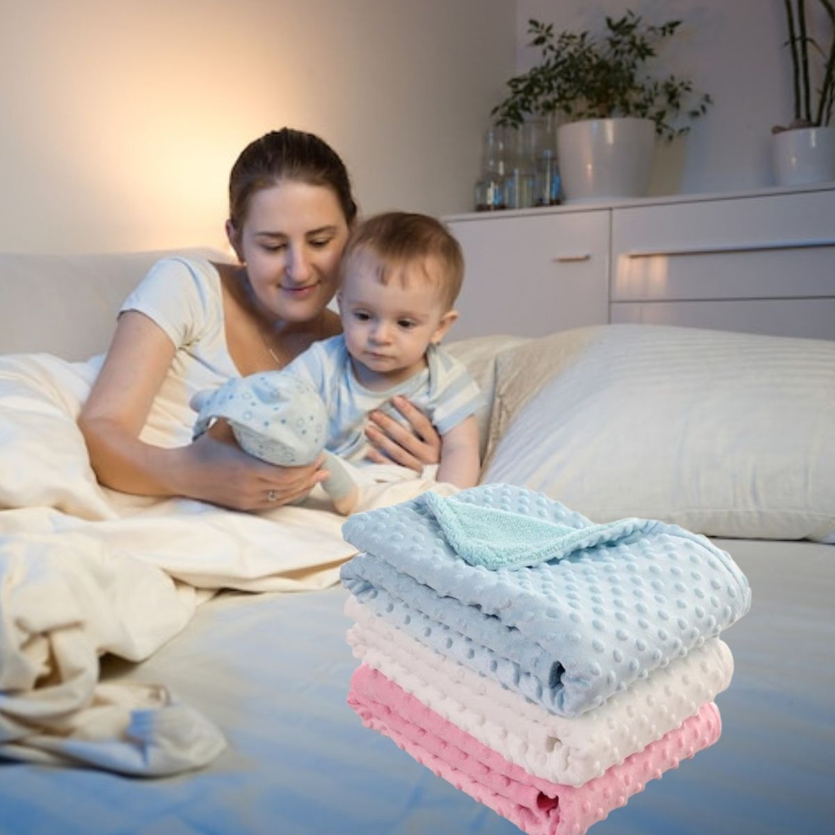 MANTA DE APEGO TERMICA FORRO POLAR CALIDA SUAVE BEBE LAU - 4