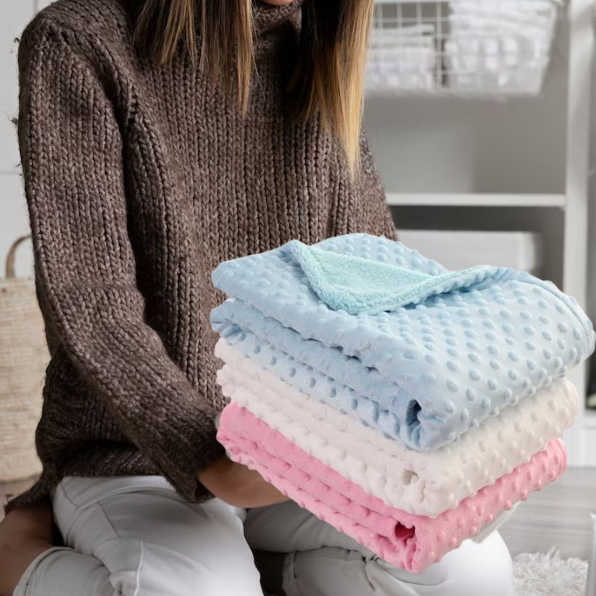 MANTA DE APEGO TERMICA FORRO POLAR CALIDA SUAVE BEBE LAU - 5