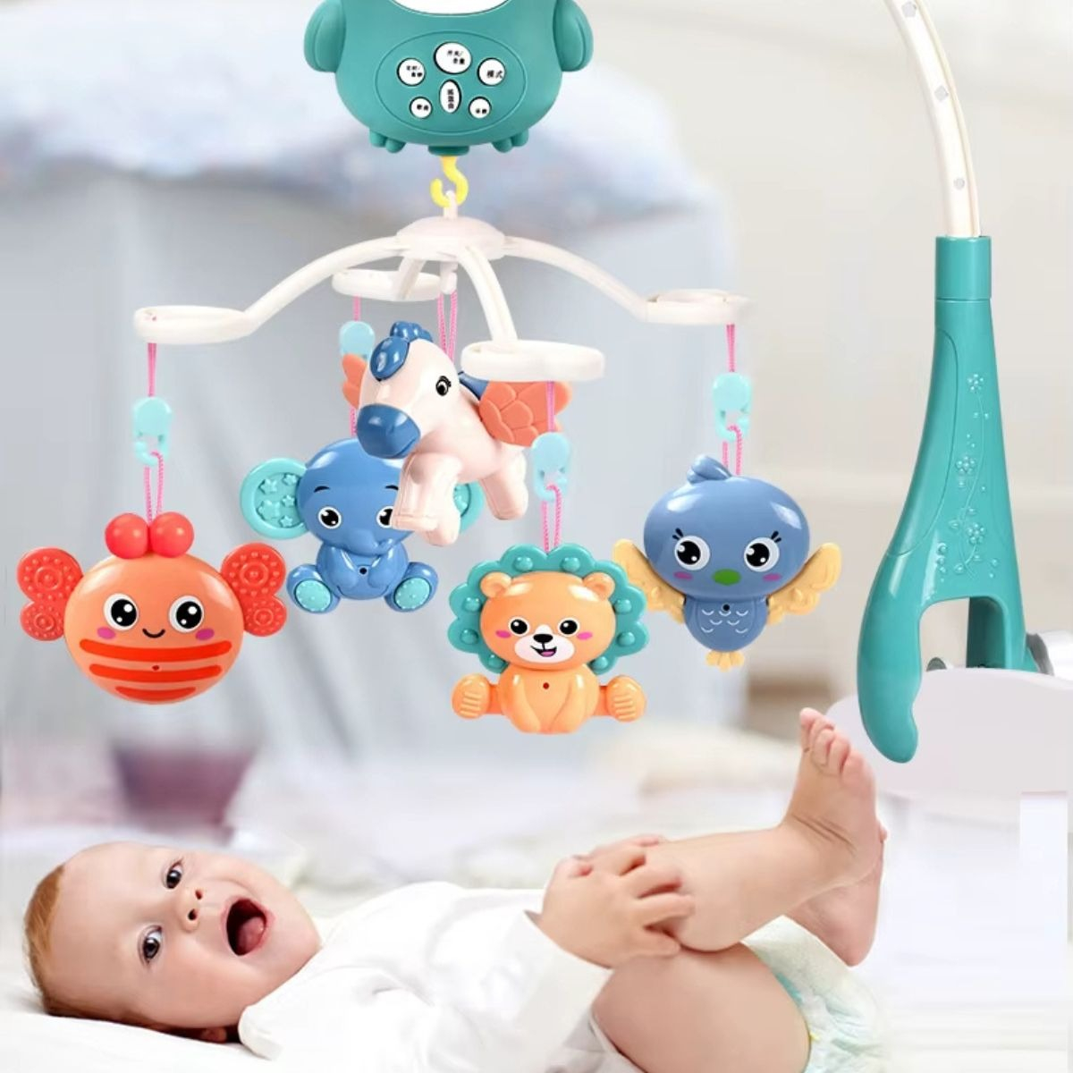 MOVIL MUSICAL PARA CUNA BEBE ESTIMULACION VISUAL LAU - 4