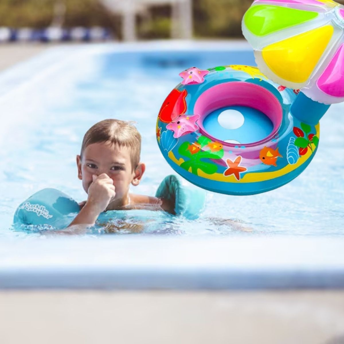 FLOTADOR INFLABLE CON SOMBRILLA PROTECCION SOLAR BEBES LAU - 2