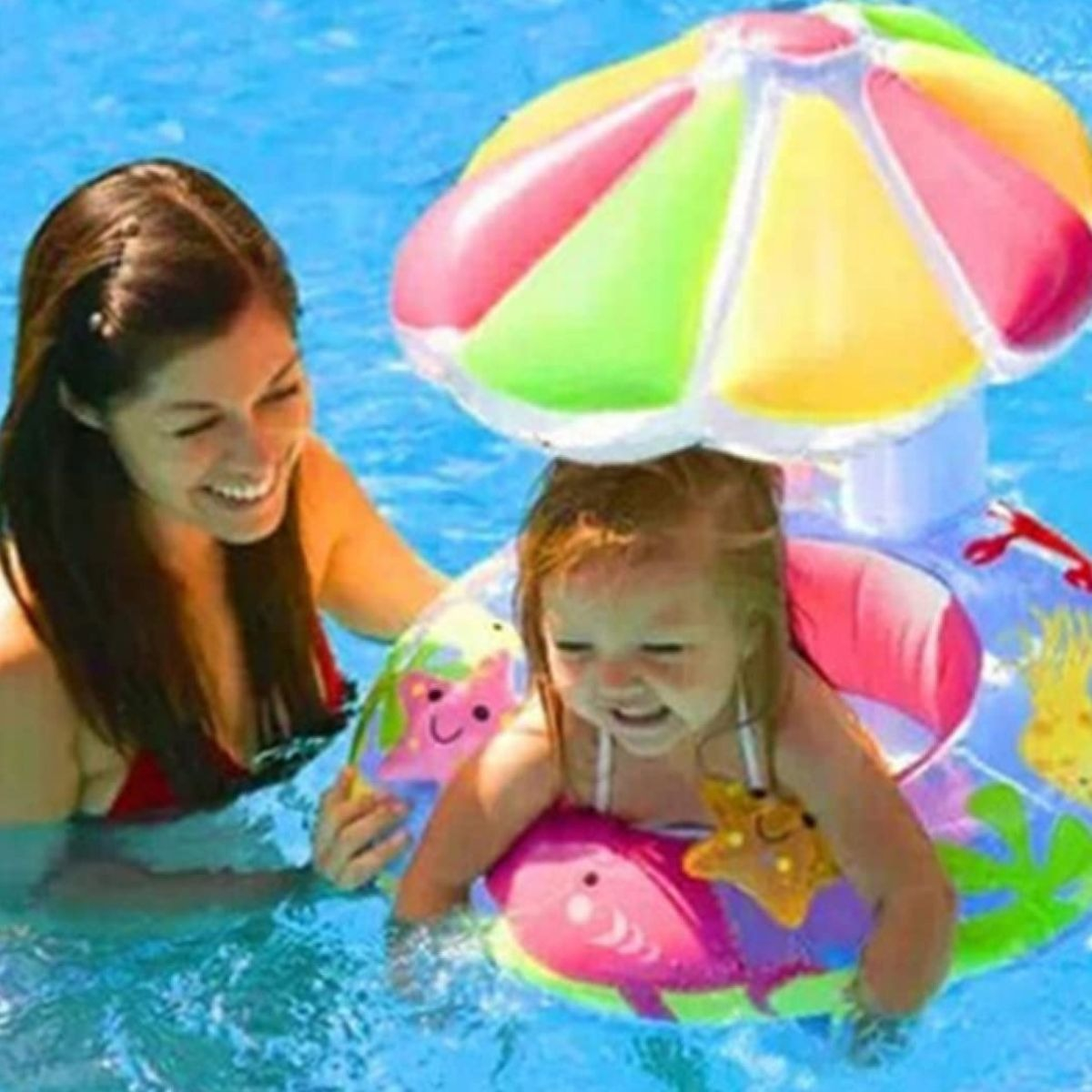 FLOTADOR INFLABLE CON SOMBRILLA PROTECCION SOLAR BEBES LAU - 3