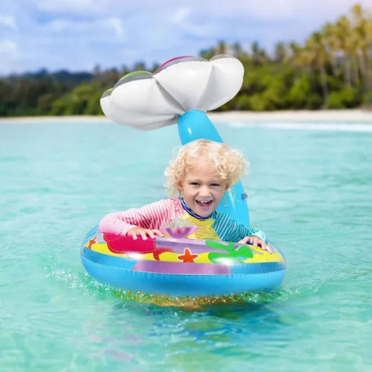 FLOTADOR INFLABLE CON SOMBRILLA PROTECCION SOLAR BEBES LAU - 8