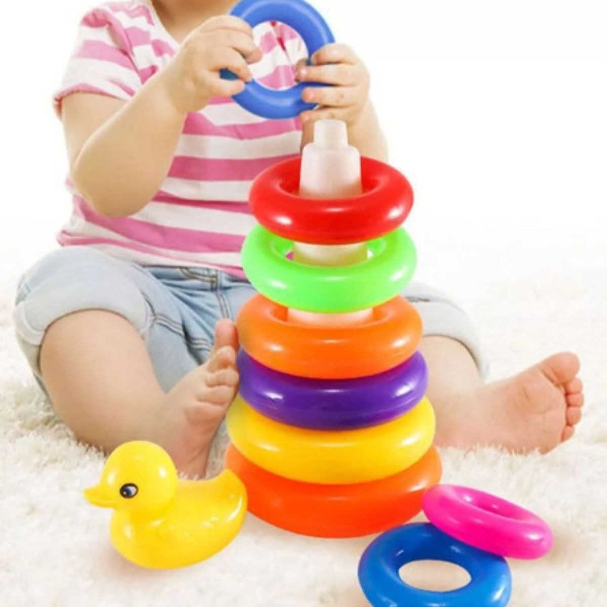 SET 2 JUEGUETE DESARROLLO TORRE BOLAS RODANTES BEBES LAU - 7