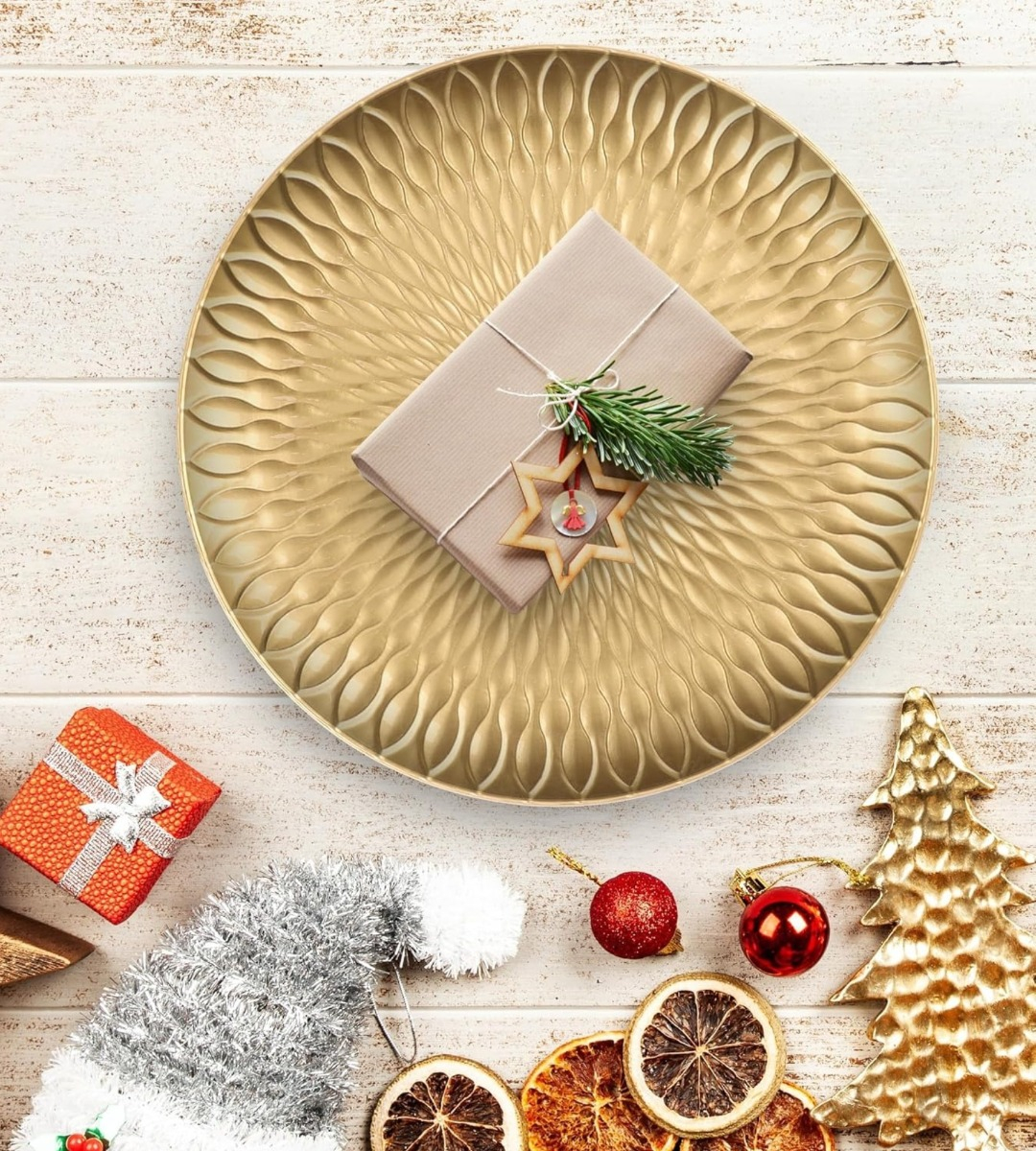 SET 2 PLATO BASE MESA ELEGANTE DECORATIVO 30CM JHN - 10